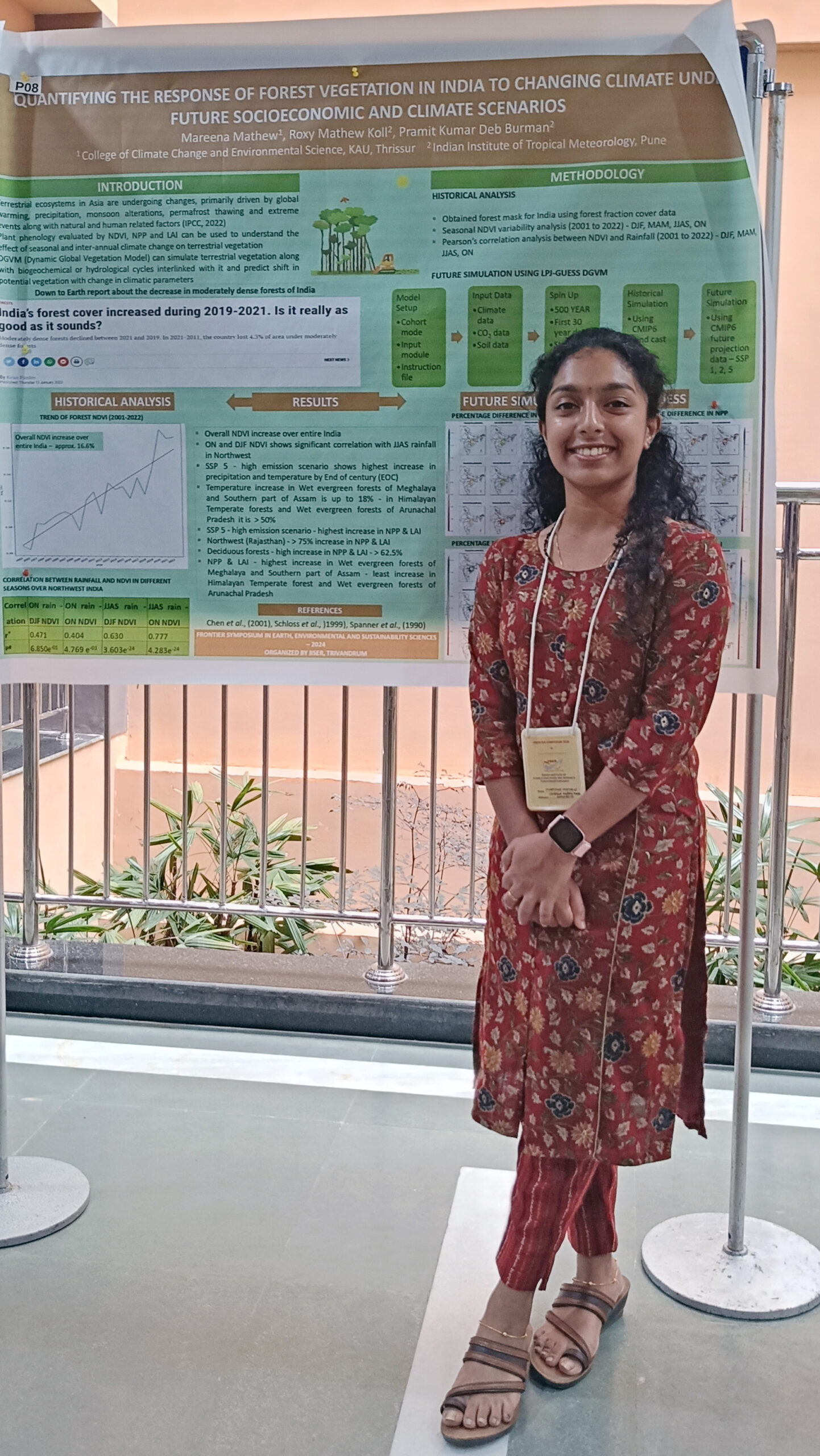 Mareena Mathew received the Best Poster Award at the Frontier Symposium in IISER Thiruvananthapuram, February 2024