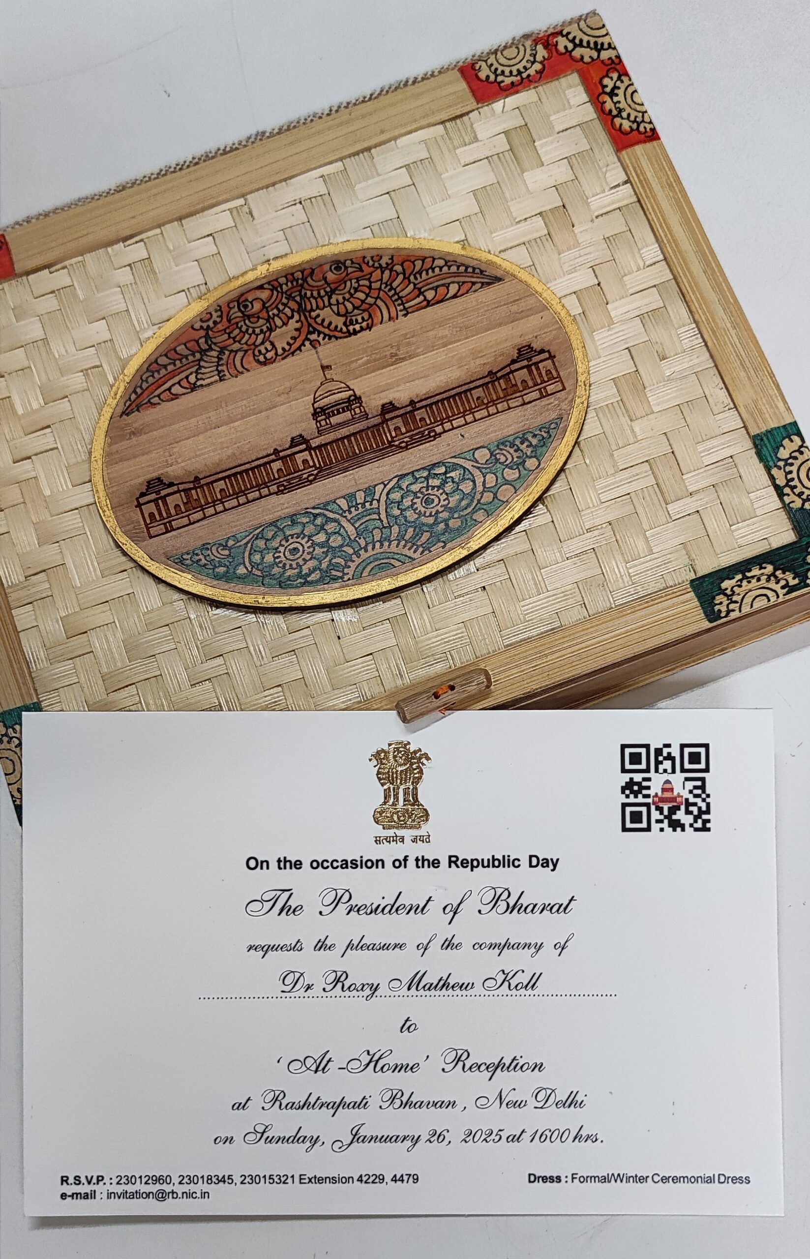 Dr. Roxy Mathew Koll was invited by the President of India Droupadi Murmu, as an Eminent Scientist to the At Home Reception at the Rashtrapati Bhavan, on the occasion of the Republic Day, on 26th January 2025.