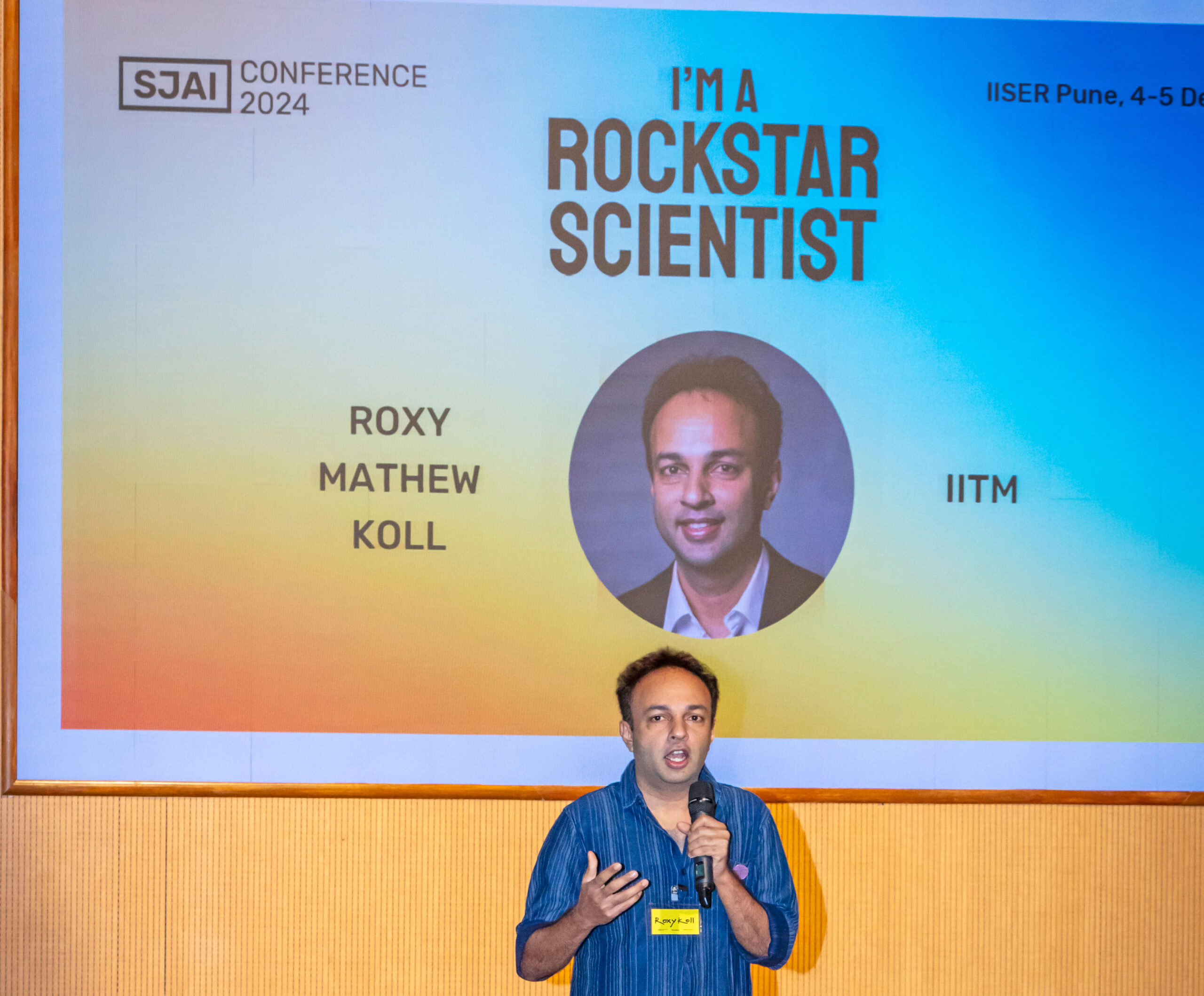 Roxy Mathew Koll as RockStar Scientist at the Science Journalists Association of India (SJAI) Conference at IISER Pune, December 2024